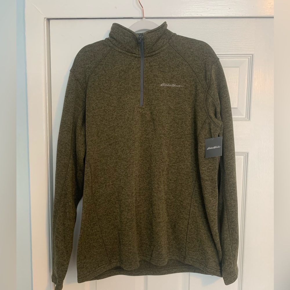 Eddie Bauer Green Quarter Zip Sweatshirt - Large - New